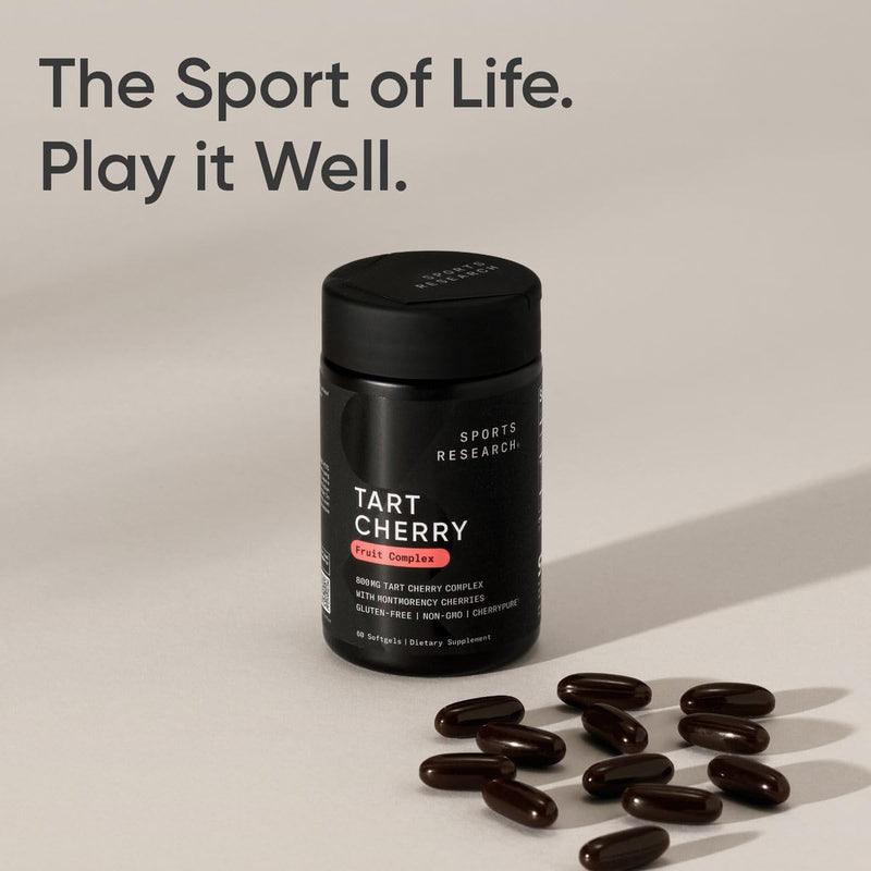 Sports Research Tart Cherry Capsules – Montmorency Tart Cherries, Non-GMO & Gluten Free, 60 Liquid Softgels