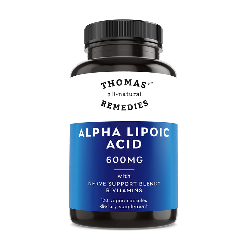 Thomas' All-Natural Remedies Alpha Lipoic Acid 600mg 120 Capsules with B-Vitamins Vegan No Fillers