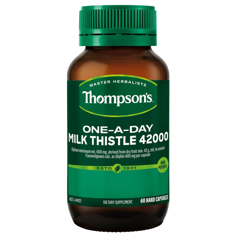 Thompsons Milk Thistle 42,000 Helps Liver Function 60 Capsules