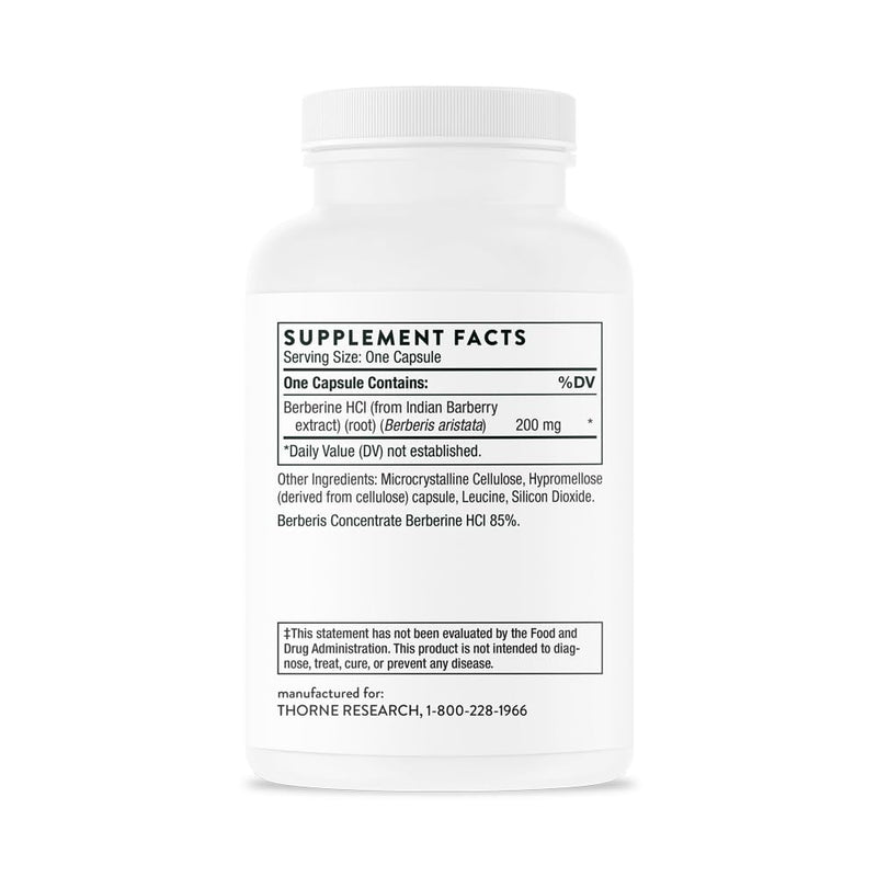 THORNE Berberine 200 mg (Formerly Berbercap) - 60 Capsules - Supports Heart, Immunity & Gut Health