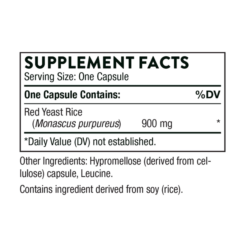 THORNE Red Yeast Rice 900mg – Gluten-Free Cholesterol Support Supplement | 120 Capsules