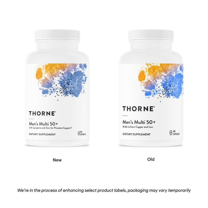 THORNE Men's Multi 50+ | Comprehensive Daily Multivitamin for Heart, Brain, Prostate & Immune Health | 180 Capsules