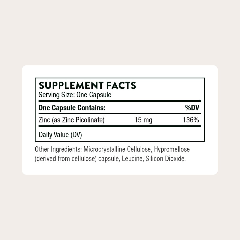 THORNE Zinc Picolinate 15 mg – Immune, Skin, Eye & Reproductive Health