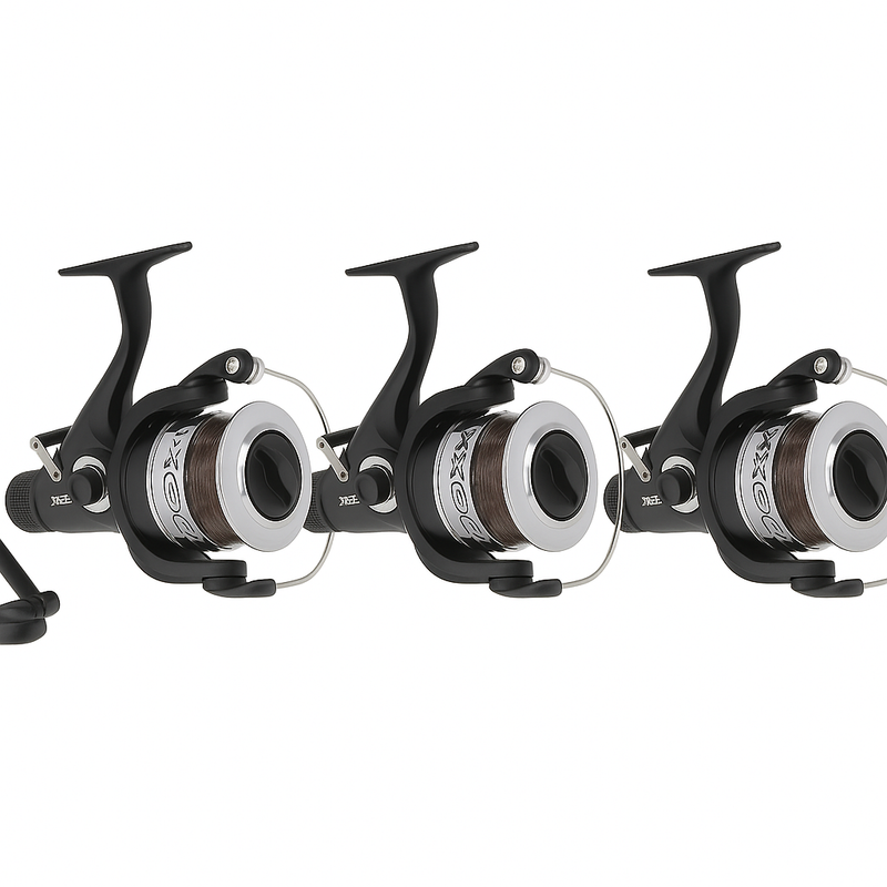 3 x Angling Pursuits Max 60 - 2BB Carp Runner Reel with 10lb Line