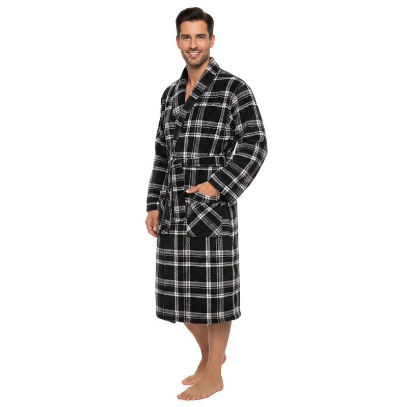 Ultimate Comfort with Our Men's Checkered Fleece Gown