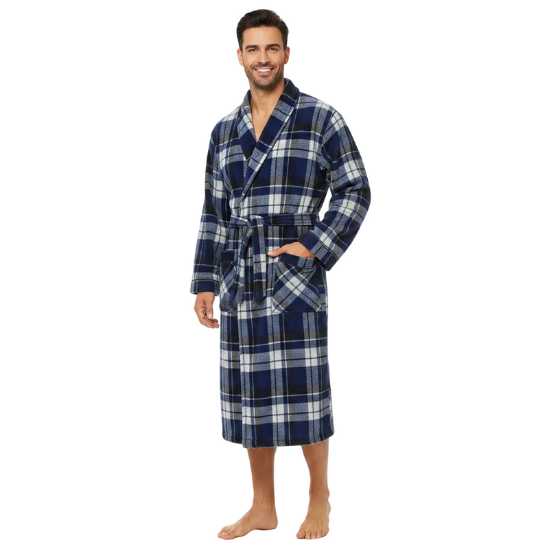 Ultimate Comfort with Our Men's Checkered Fleece Gown