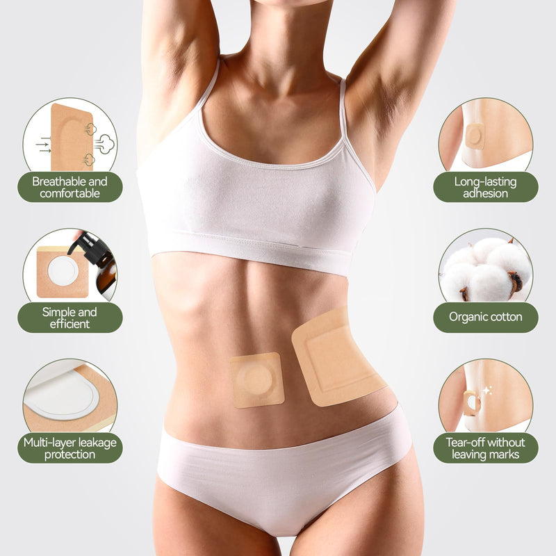 40Pcs Adhesive Castor Oil Patches, Organic Cotton Castor Oil Pack Wrap for Waist Knees Neck Belly Arms