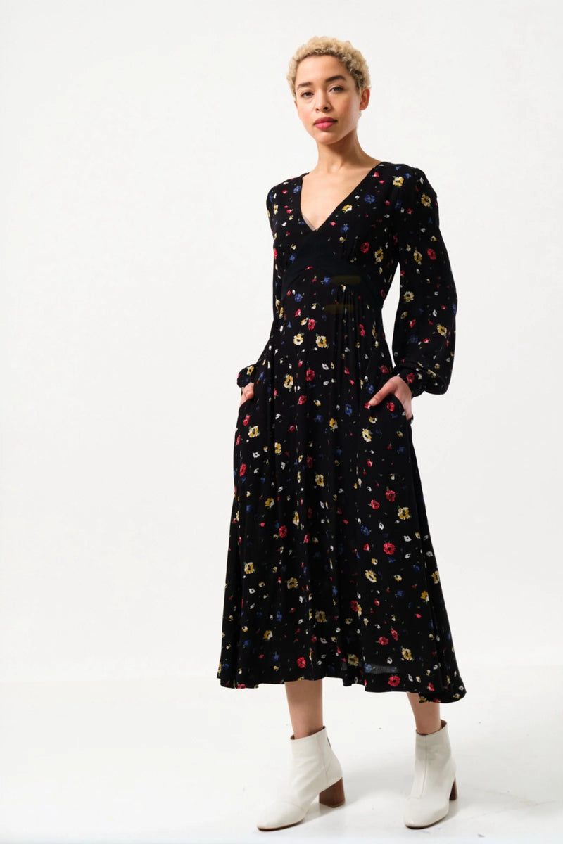 Melany Pick A Mix Print V-Neck Midi Dress