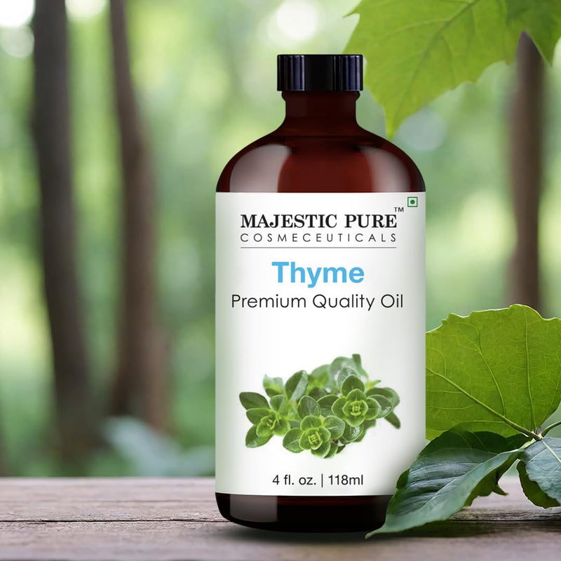 Majestic Pure Thyme Essential Oil – 4 Fl Oz, 100% Pure & Natural, Glass Dropper
