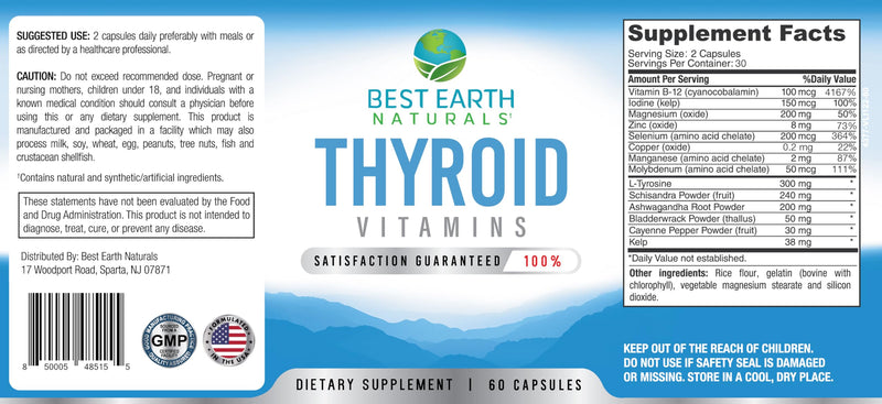 Best Earth Naturals Thyroid Support – 60 Capsules, Pack of 2