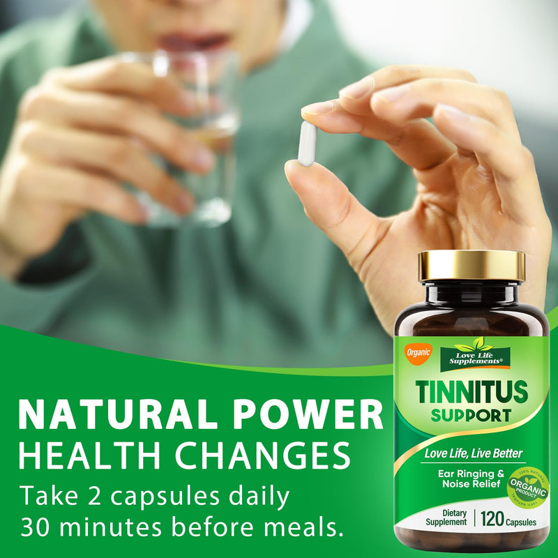 Tinnitus Relief 1200mg Supplement with Vitamin C & B Complex | Ear Ringing Support (60-Day Supply)