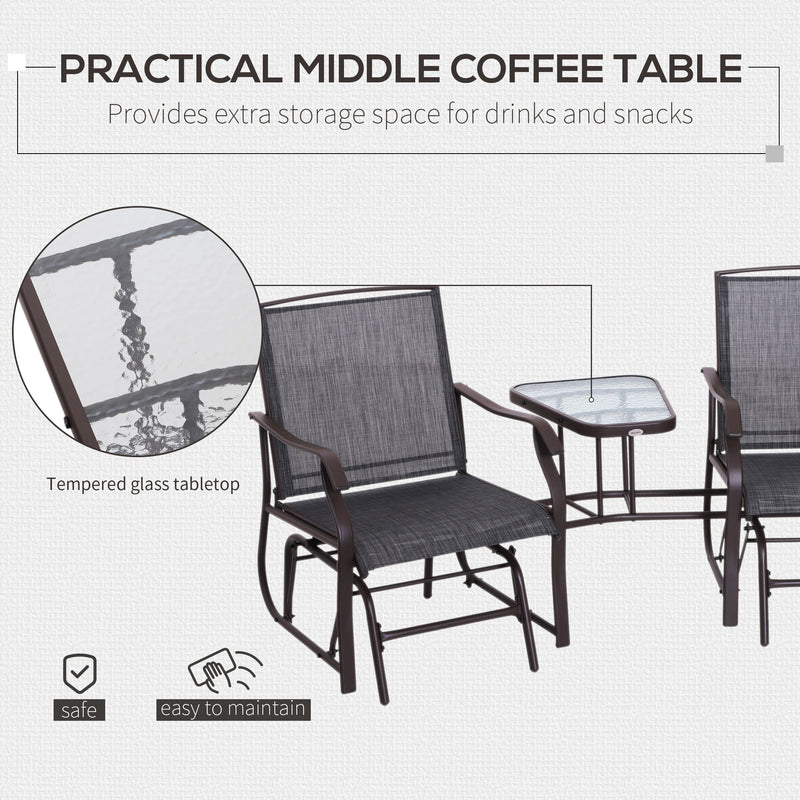 Double Glider Rocking Chairs Garden Table High Back Conversation Duo Set