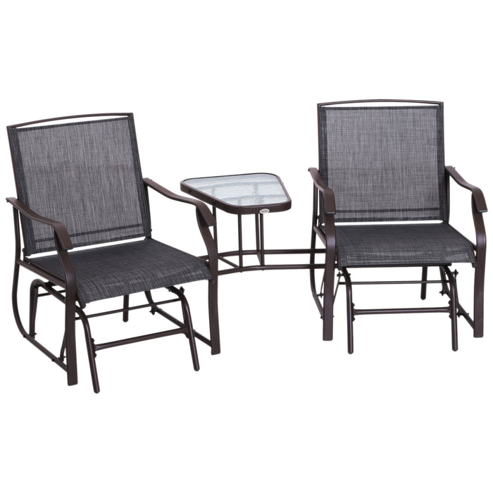 Double Glider Rocking Chairs Garden Table High Back Conversation Duo Set
