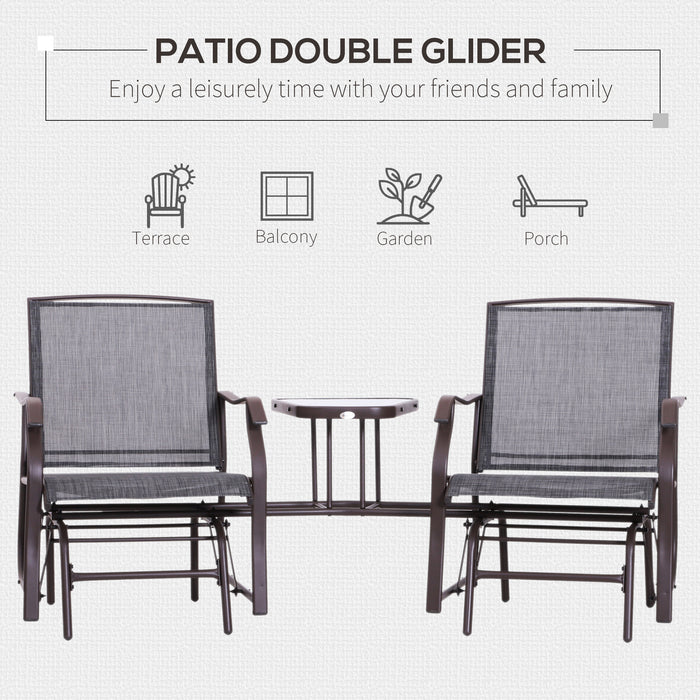 Double Glider Rocking Chairs Garden Table High Back Conversation Duo Set