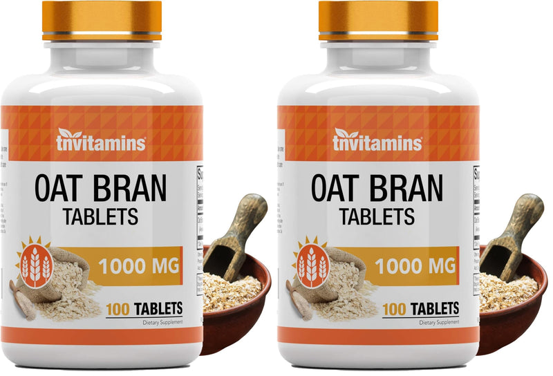tnvitamins Oat Bran Tablets – 100 Tablets x 1,000 mg | Oat Fiber Supplement for Digestive Health | High Potency Formula (Pack of 2)