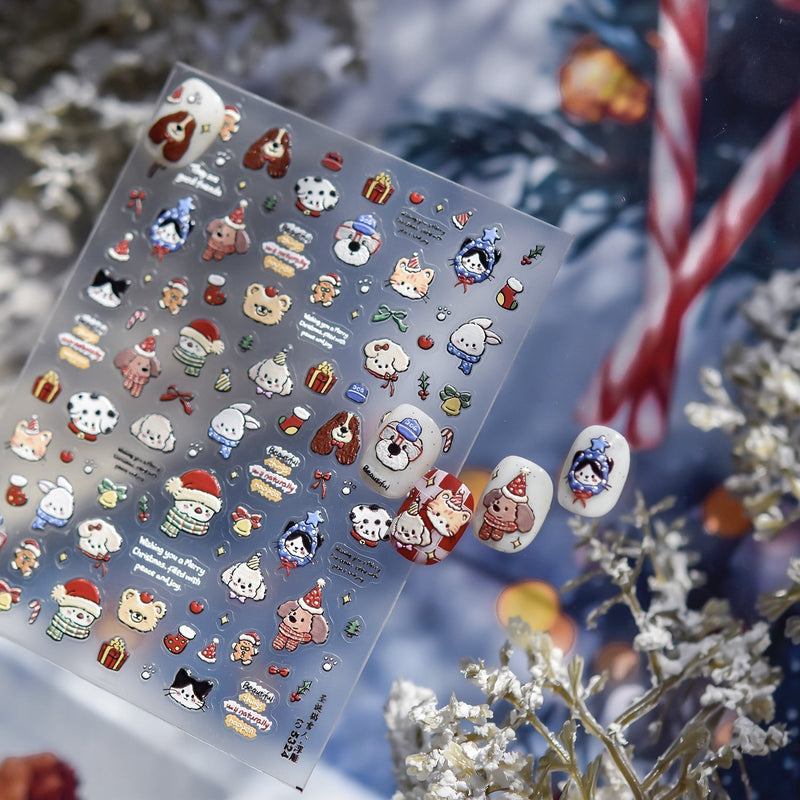 Hello Claws | Christmas Puppy And Kitty Nail Deco Sticker
