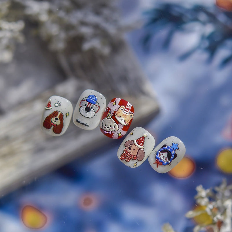 Hello Claws | Christmas Puppy And Kitty Nail Deco Sticker