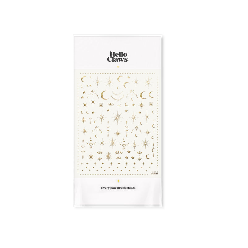 Hello Claws | Moon And Star Gold Silver Nail Deco Sticker