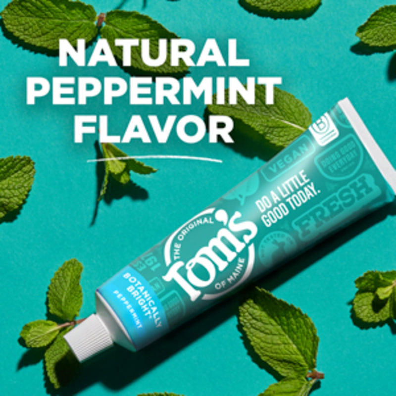 Tom’s of Maine Botanically Bright Fluoride Free Toothpaste – 3 Pack (4.0 oz each) – Vegan, SLS Free, Peppermint