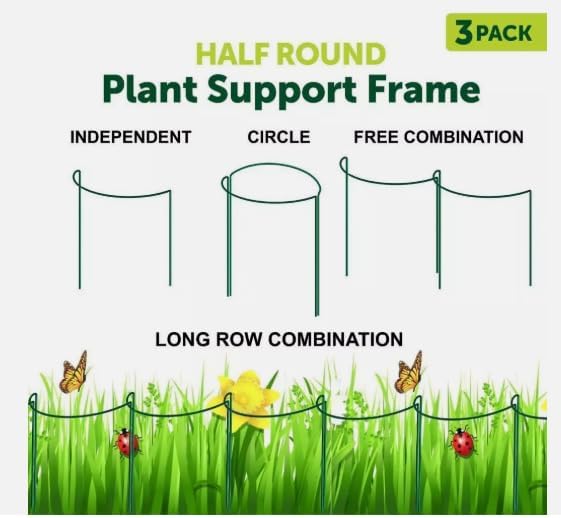 Plant Support Stakes 3 Pack Half Round Metal