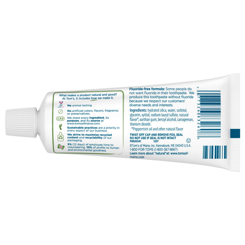 Tom's of Maine Travel Size Fluoride-Free Fresh Mint Toothpaste - 3 oz