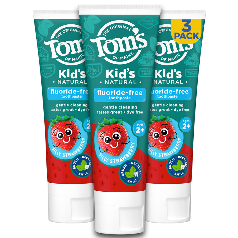 Tom's of Maine Kids Fluoride-Free Toothpaste - Silly Strawberry, Ages 2+, 3-Pack