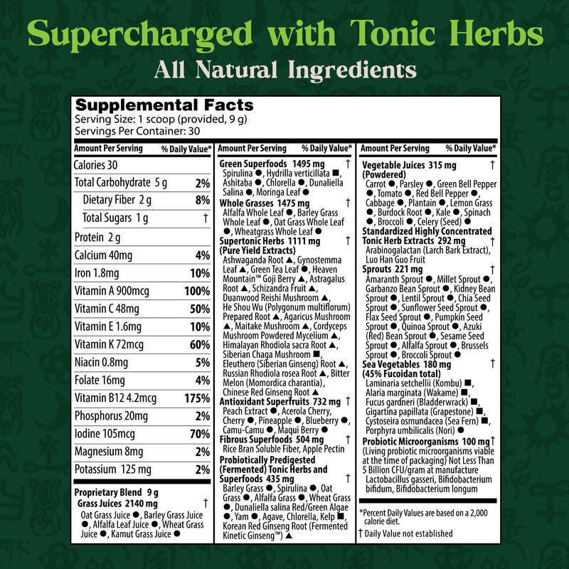 Dragon Herbs Tonic Alchemy Superfood Greens Powder with 91 Ingredients | 30 Servings