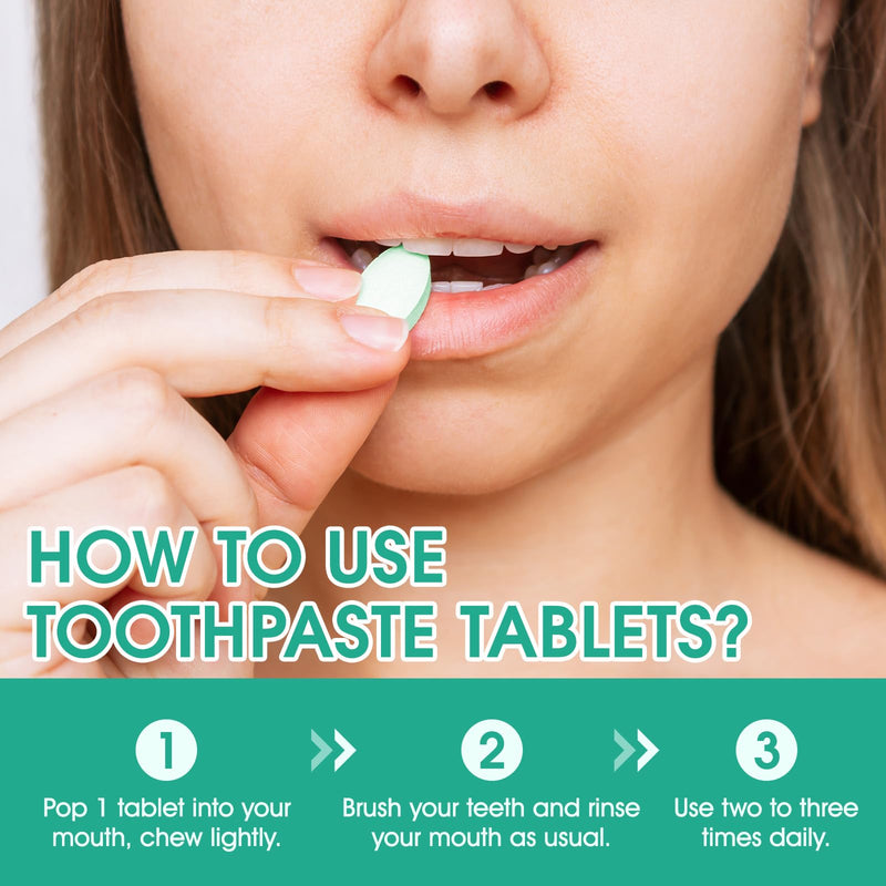 Nano Hydroxyapatite Toothpaste Tablets - Fluoride-Free Whitening, Peppermint