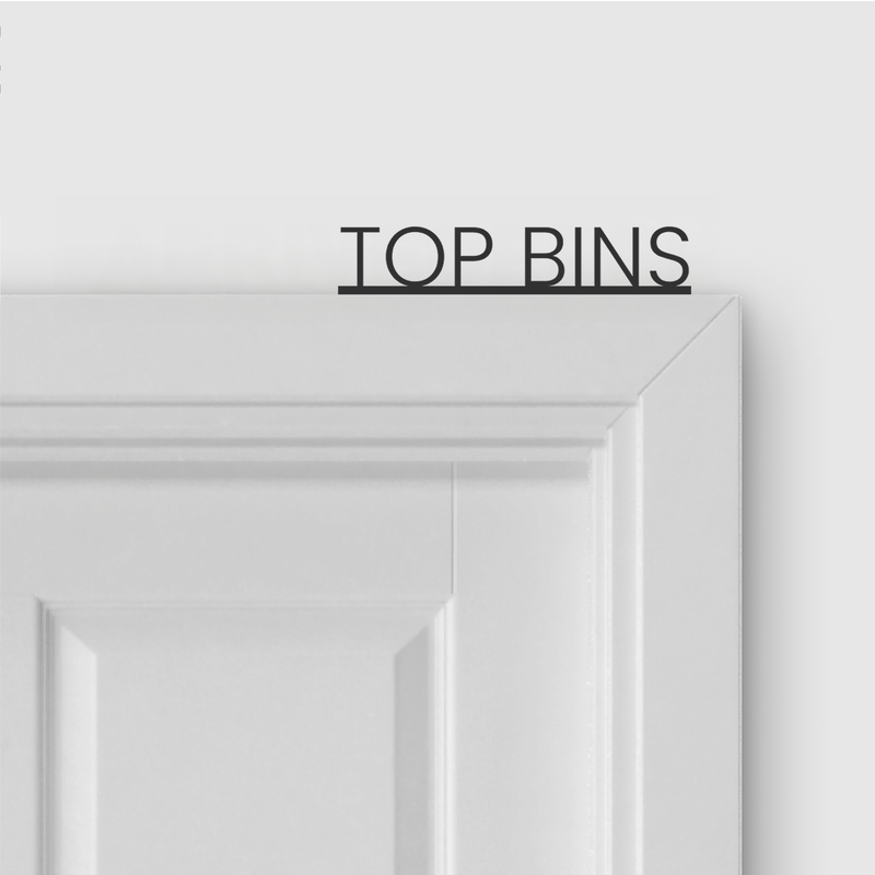 TOP BINS door topper and door tag