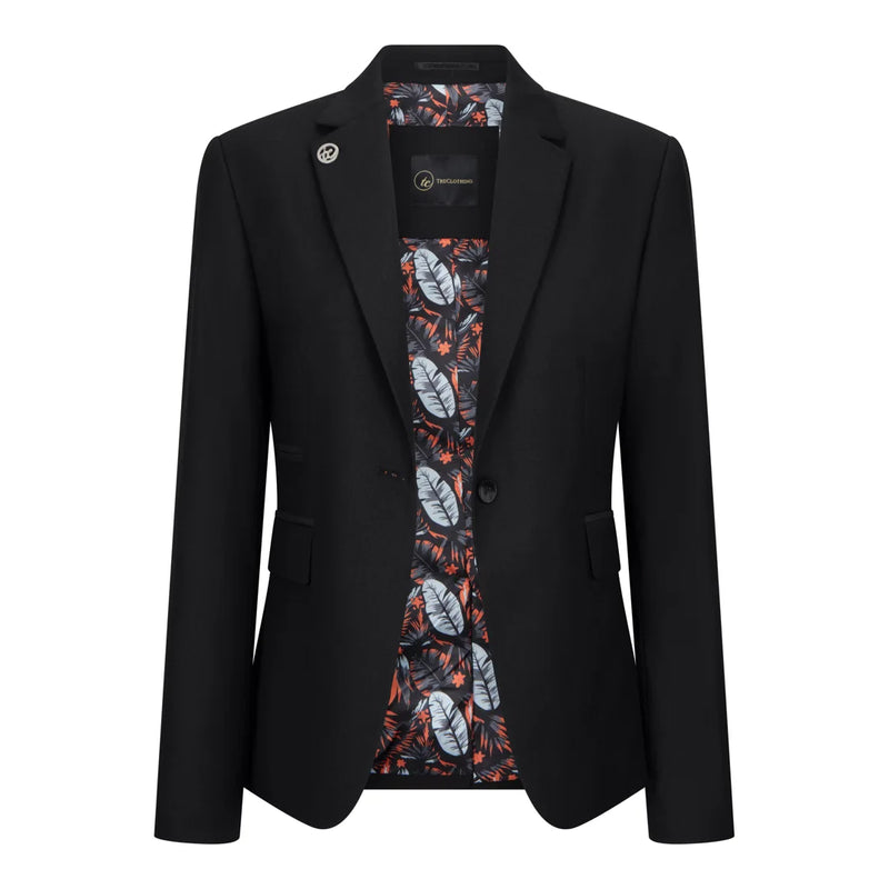TPW-13 - Women's 3 Piece Plain Black Suit