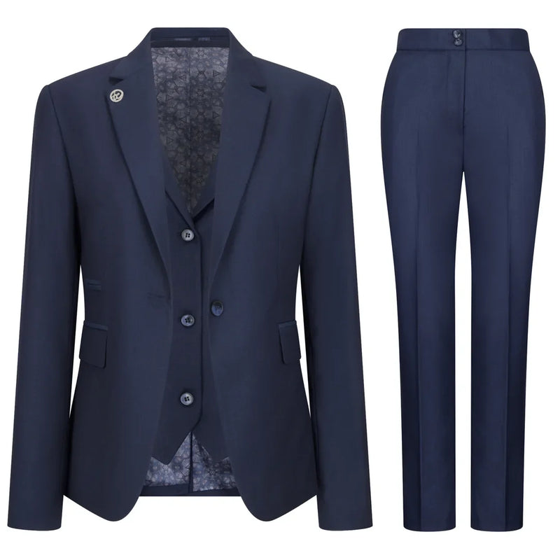 TPW-14 - Women's 3 Piece Plain Navy Blue Suit