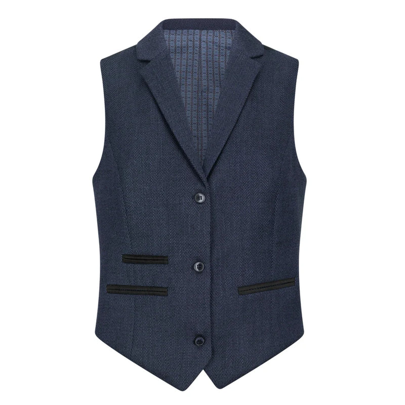 TPW-AK-04 - Women's Navy 3 Piece Herringbone Tweed Suit
