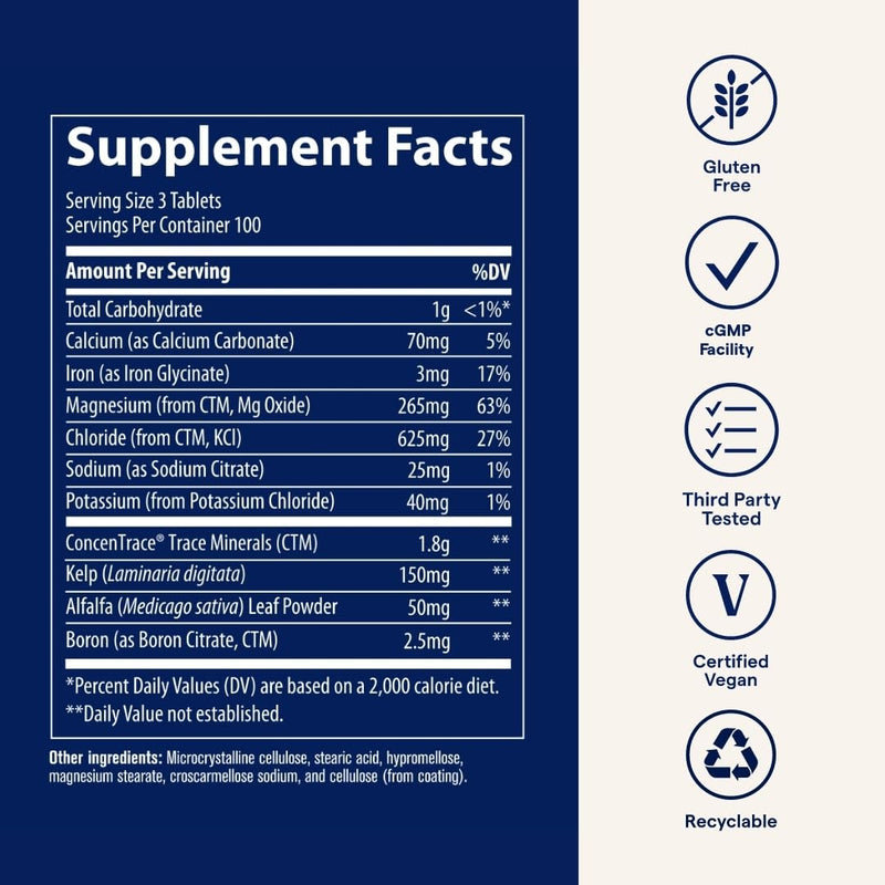 Trace Minerals ConcenTrace Tablets – Daily Mineral Supplement for Energy, Bone Support & Immunity (300 Count)
