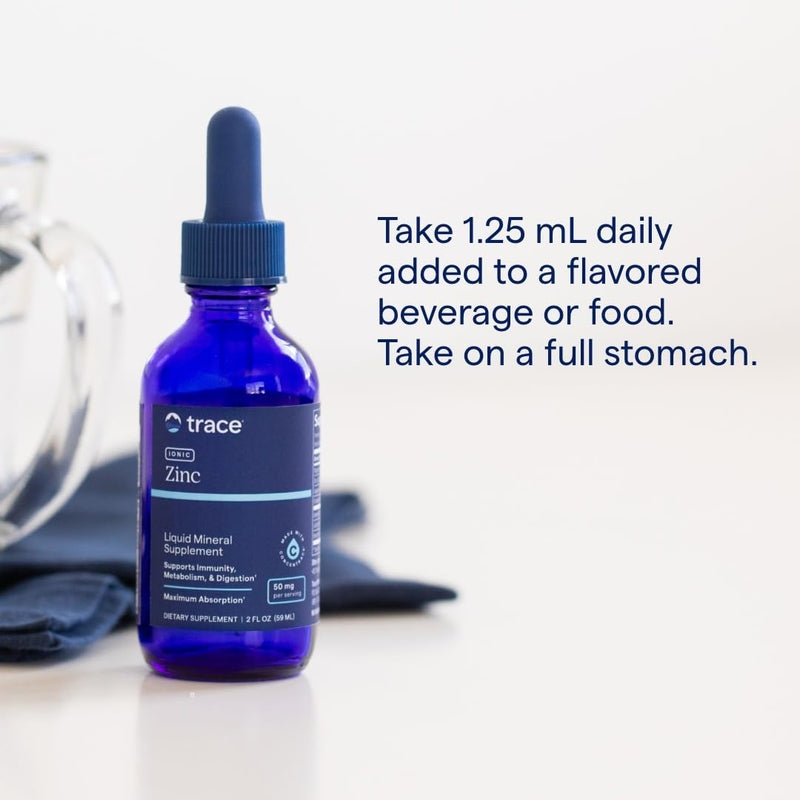 Trace Minerals Ionic Zinc - Immune Support, Digestion & Skin Health | 2 fl oz (48 Servings) | ConcenTrace & Chloride