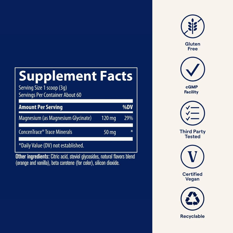 Trace Minerals Magnesium Glycinate Powder – Sleep Support, Orange Dream, 180g