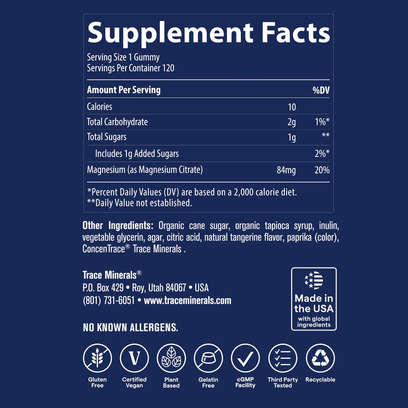 Trace Minerals Magnesium Gummies - Calm Mindset for Kids & Adults, Peach