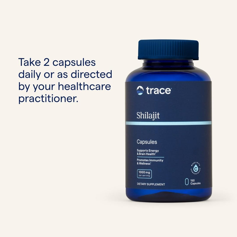 Trace Minerals Shilajit Capsules - Immunity & Energy Support | 150 Count (75 Servings)