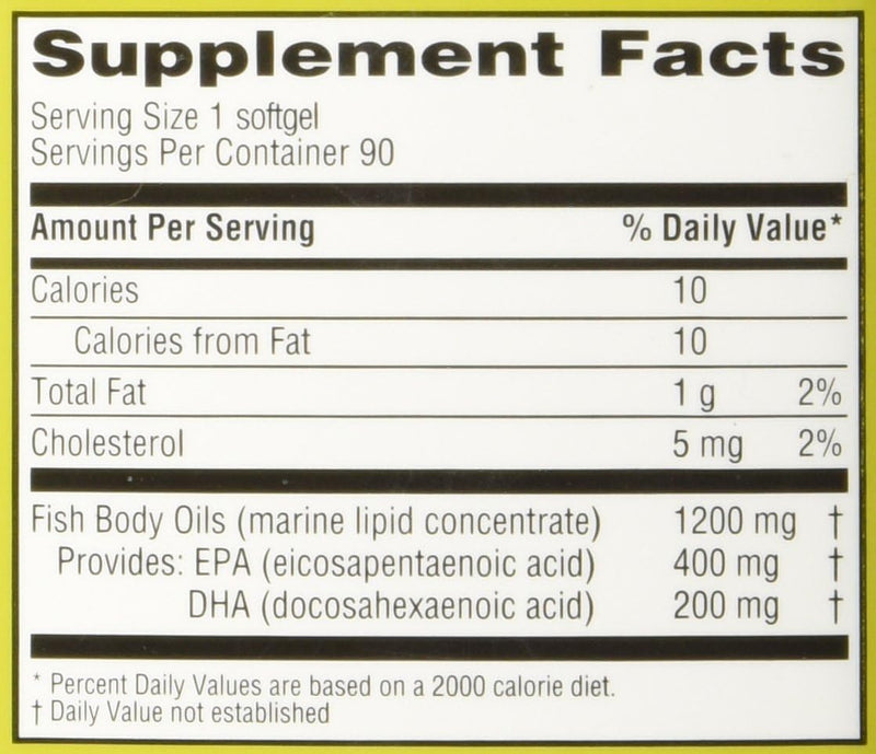 Trader Joe's Molecularly Distilled Omega-3 Fatty Acids Dietary Supplement – 1200mg Fish Oil, EPA & DHA
