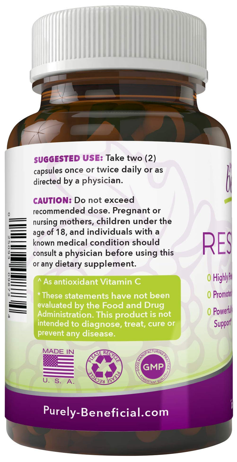 PURELY Beneficial Resveratrol1450 – 90-Day Supply, 1450mg per Serving, Anti-Aging & Cardiovascular Support