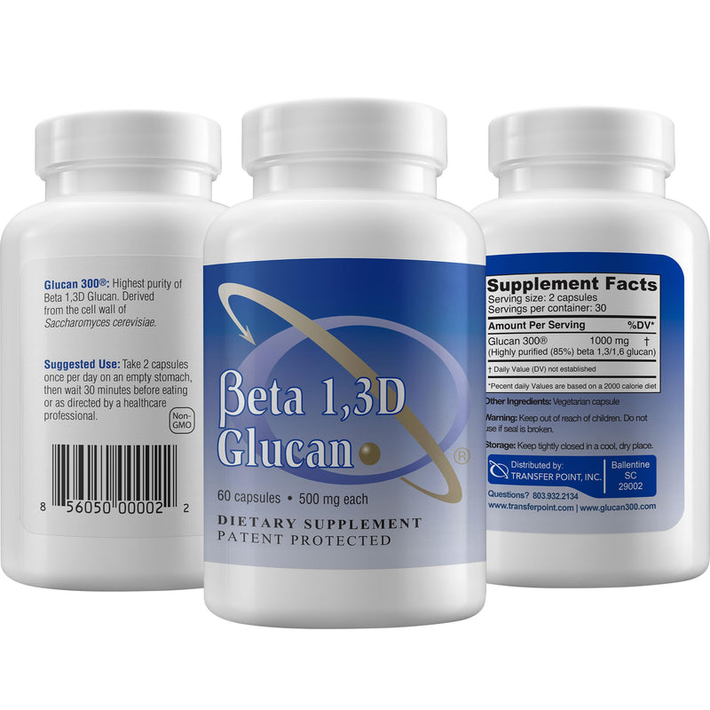 Transfer Point Immune Support Supplement — Highly Purified Beta Glucan 500 mg Capsule (Non-GMO, Vegan)