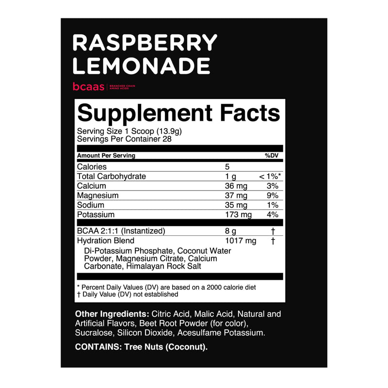 TransformHQ BCAA 2:1:1 Powder - Raspberry Lemonade, 28 Servings | Gluten Free, Non-GMO