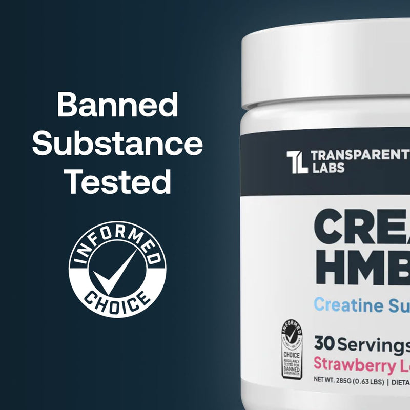 Transparent Labs Creatine HMB - Creatine Monohydrate with HMB, 30 Servings Strawberry Lemonade
