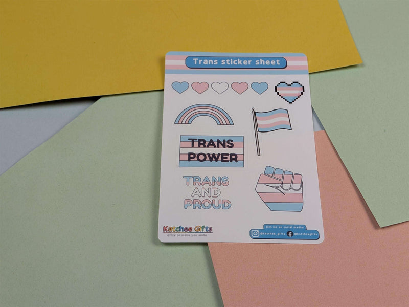 Trans Pride sticker sheet