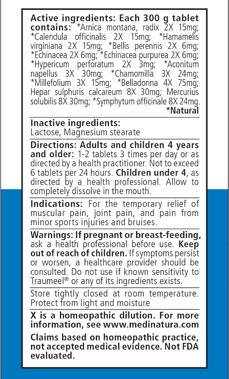 Traumeel Arnica 13 Natural Actives — 100 Tablets (2 Pack) Pain Relief