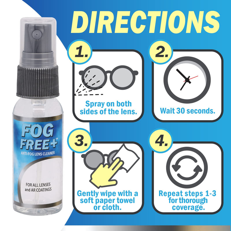 Fog Free Plus Anti-Fog Spray for Glasses - 1 oz | Lens Cleaner & Defogger