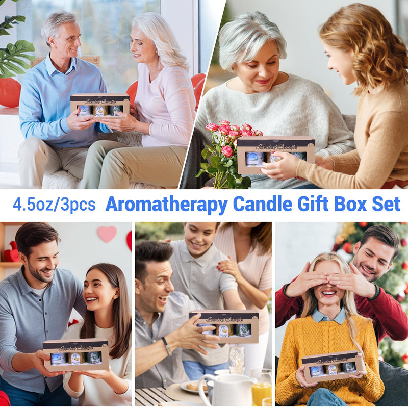 Sage & Citrus, Coconut Beach, Balsam & Cedar 3-Pack Aromatherapy Candle Sets | 8% Essential Oil, 75H Long Burning Soy Wax Scented Candle for Relaxation, Sleep Smoke-Free | Gift for Women and Men