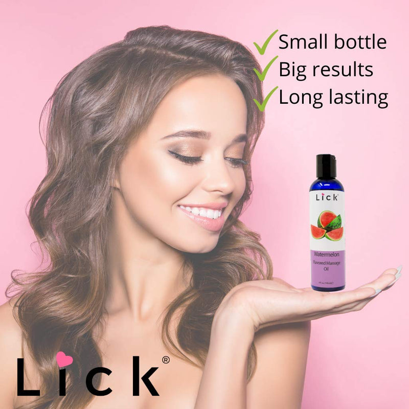 Watermelon Flavored Massage Oil for Couples – Edible, Non-Sticky & Vegan (4 oz)