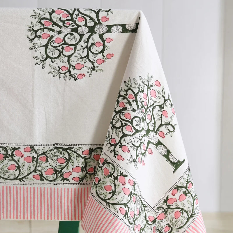 Tree Block Printed Luxe Table cloth | Set of 7