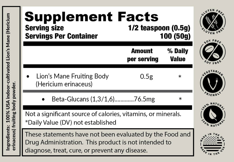 Tremetes Lion’s Mane Mushroom Powder – Lab Verified 15.3% Beta-Glucans | Focus