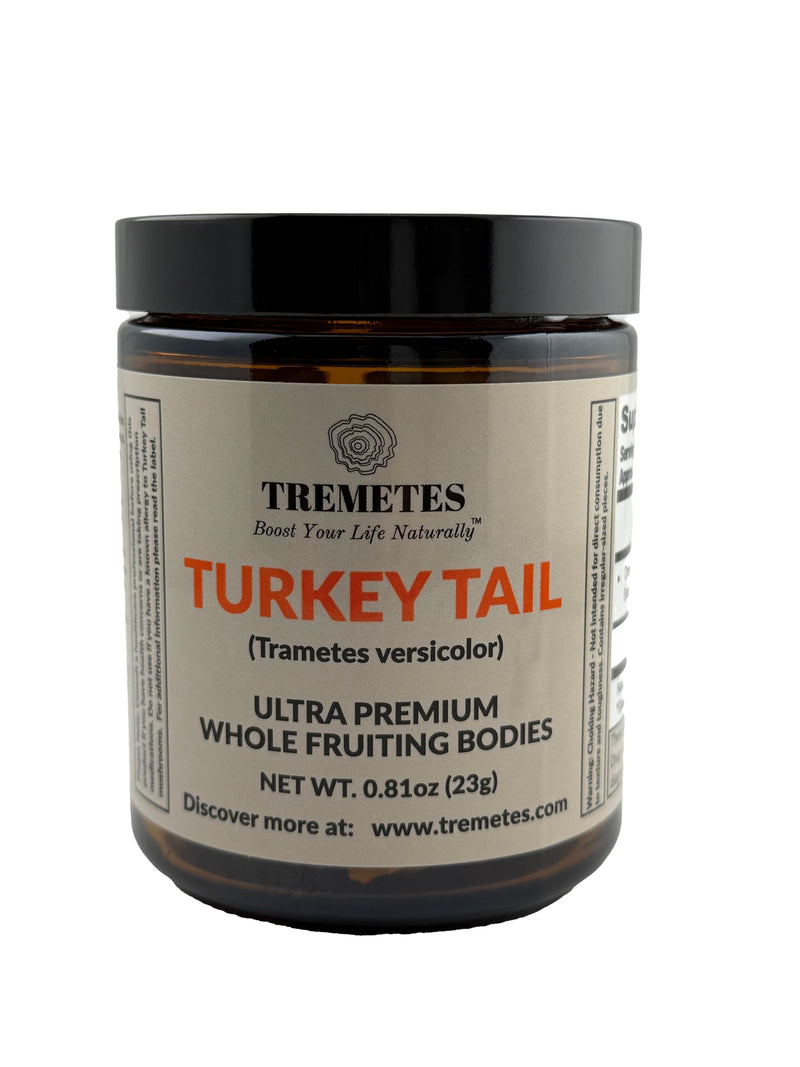 Turkey Tail Mushroom Fruiting Body – Lab-Verified 41.2% Beta-Glucans for Tea | Amber Glass Jar